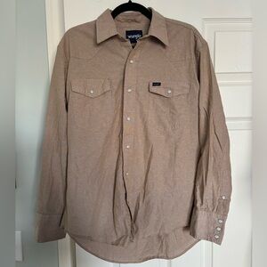 Wrangler Men’s Tan Casual Snap Shirt